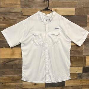 Columbia Men's PFG White Button Down Shirt XL Performance Fishing Gear